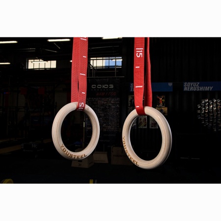 Купить Кольца гимнастические 32 мм красные стропы в Аше 