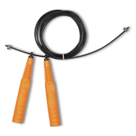 Купить Скакалка высокооборотная Кроссфит стальной шнур в оплетке 2.9 м чёрно-оранжевая в Аше 